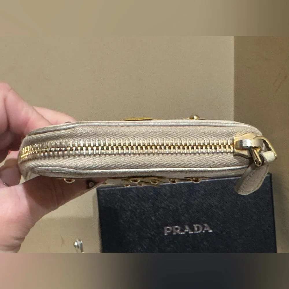 Prada Saffiano Fiori Zip-around Wallet with box